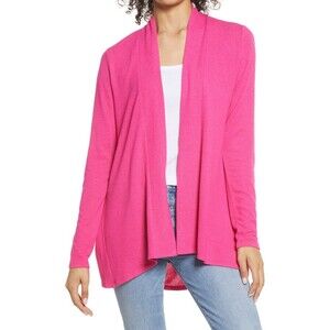 Gibson Look Women's Open Fronting sleeve Cardigan In Pink Yarrow size S